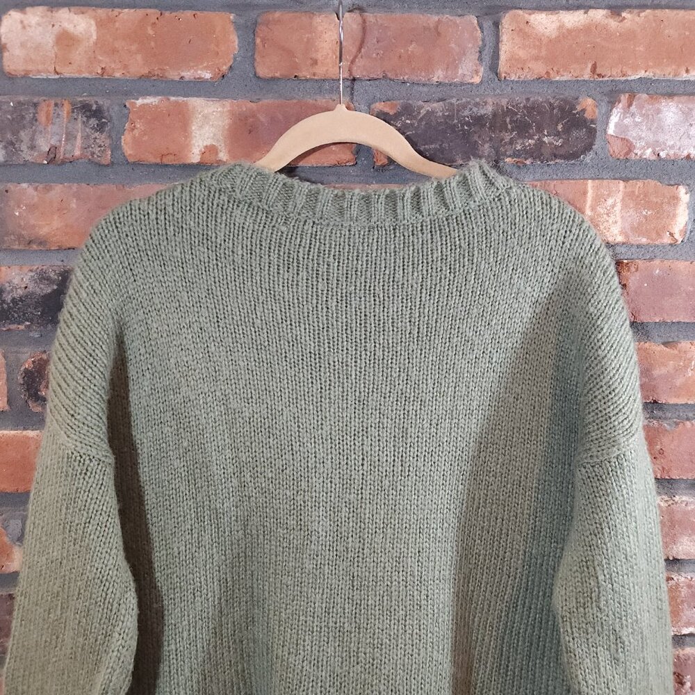 Wooden Ships Chunky Knit Peace Love Crewneck Mohair Blend Sweater Women's XS - Picture 7 of 8